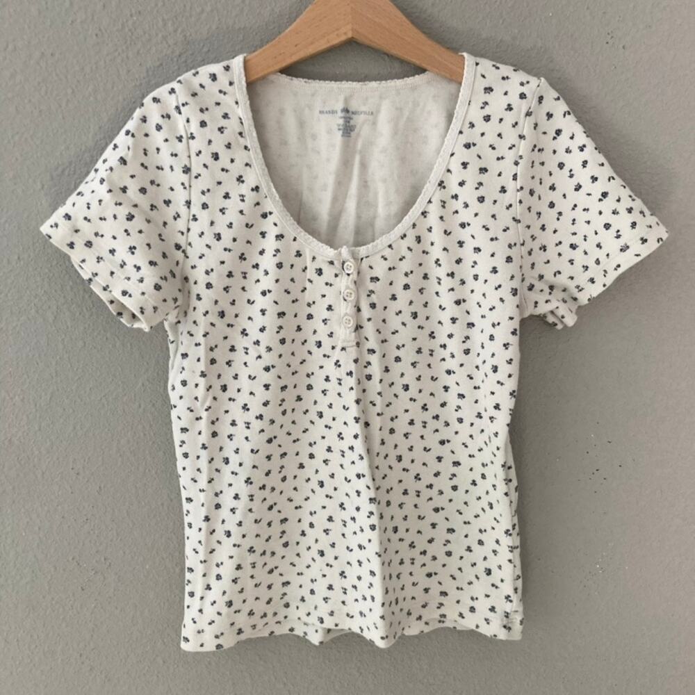Brandy Melville Pointelle Knit Cottagecore Floral Matching Set Loungewear - Picture 2 of 10